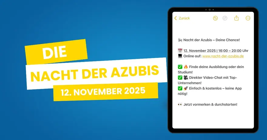 Nacht der Azubis 2025 - Die Online Ausbildungs- und Studienmesse